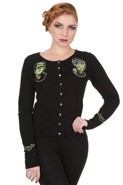 Banned - FRANKENSTEIN AND BRIDE- Womens - Cardigan Jumper, Carousel 1