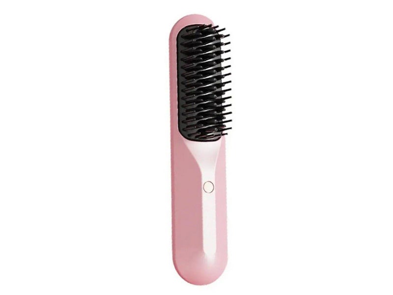 Portable Cordless Hair Straightener Brush Negative Ion Heating Pink Carousel 1