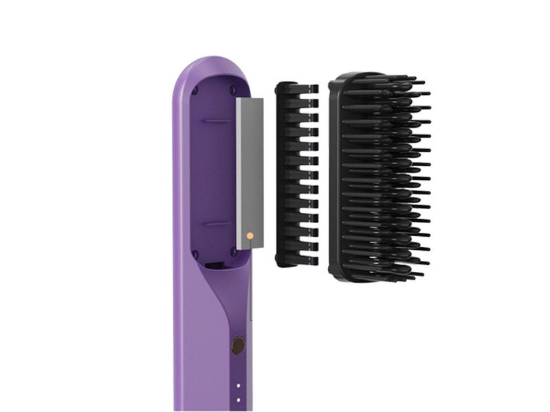 Portable Cordless Hair Straightener Brush Negative Ion Heating Purple Carousel 2
