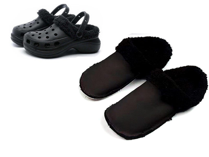 Fleece Fluffy Fuzzy Lining Warm Insoles for Crocs Black EU40-41 Carousel 1