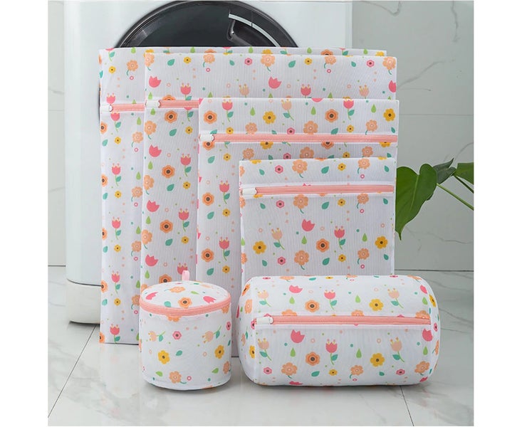 6Pcs Laundry Bag with Zipper Thick Fine Mesh Patterns Printing Foldable Clean... Carousel 2