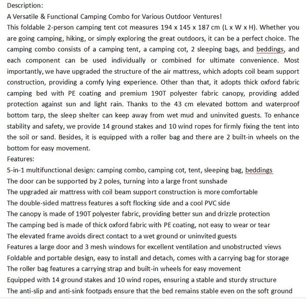 Camping Tent Cot Portable Pop Up Waterproof Hiking Outdoor Sun Shade Canopy Carousel 11