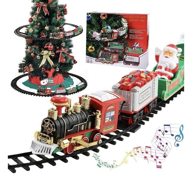 Electric Train Toy with Sounds Light Christmas Style Railway Kit for Boys Girls Carousel 1