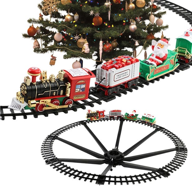 Electric Train Toy with Sounds Light Christmas Style Railway Kit for Boys Girls Carousel 2