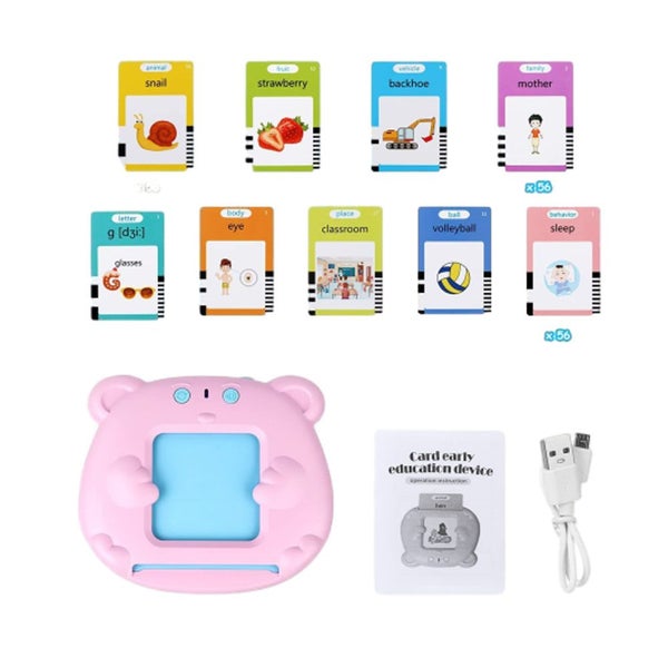 255Pcs Sight Words Talking Flash Cards with One Card Reader Toddler Toys-Pink Carousel 2