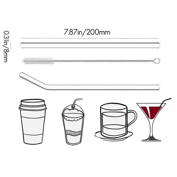 10Pcs Glass Reusable Drinking Straws Set with Cleanging 2Pcs Brushes Carousel 2