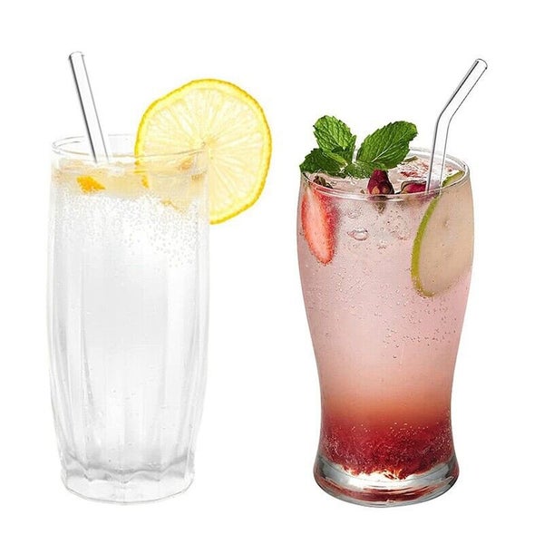 10Pcs Glass Reusable Drinking Straws Set with Cleanging 2Pcs Brushes Carousel 6