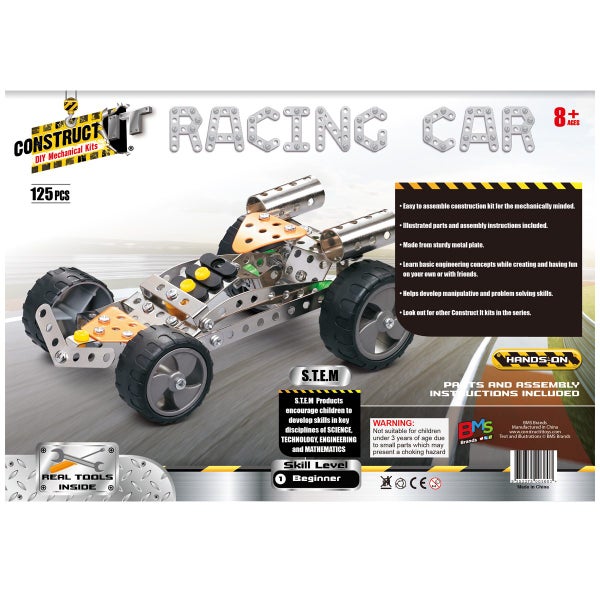 125pc Construct IT DIY Racing Car Toy w Tools STEM Build Assembly Kit Kids 8y+ Carousel 5