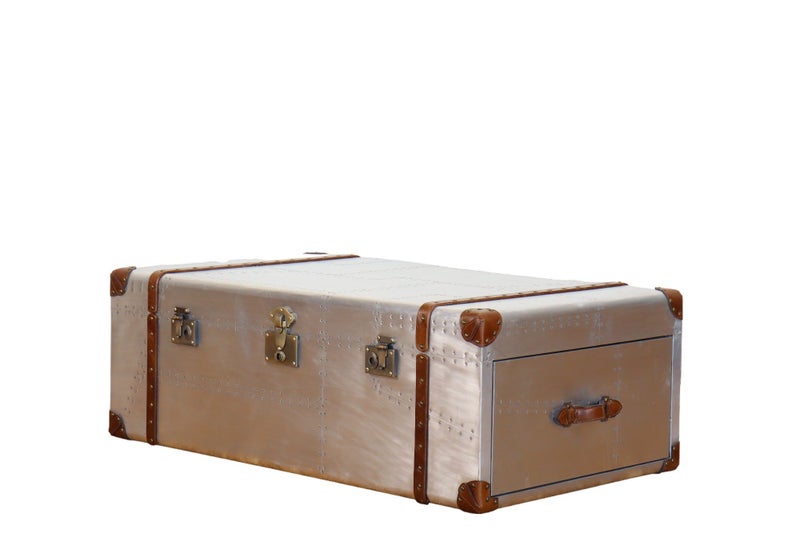 TNC Trunk Coffee Table, Aluminum & Leather, ATK06162863860899073117