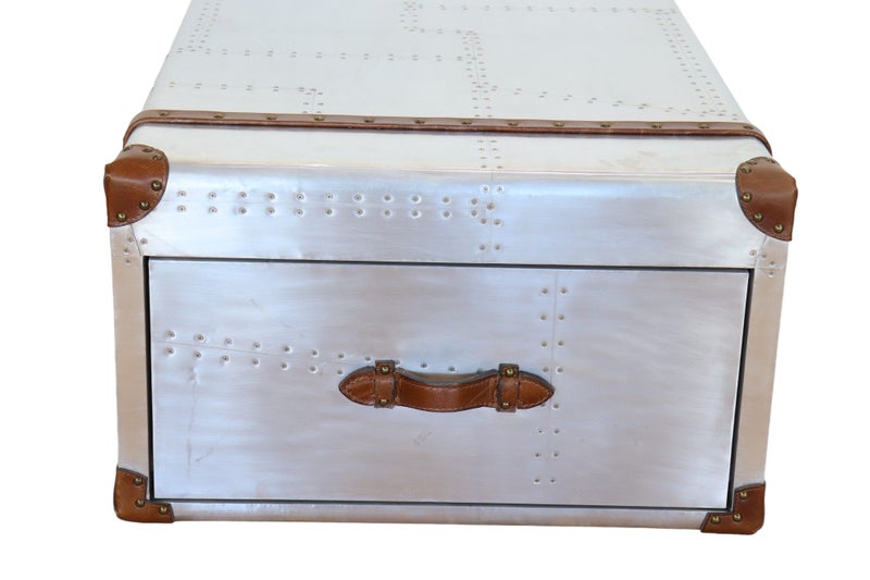 TNC Trunk Coffee Table, Aluminum & Leather, ATK06162863860899073114