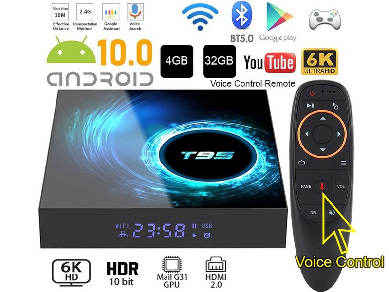 Smart TV Box Android 4GB RAM 32GB HDD WIFI 4K Media Stream Player Voice Control Carousel 1