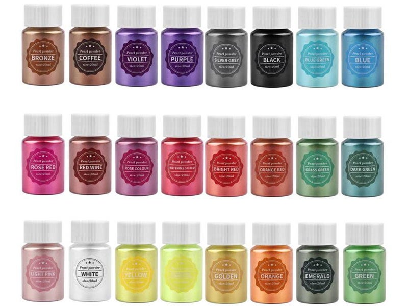 24 Bottles Mica Mineral Powder Resin Epoxy Dye Pigment Carousel 2