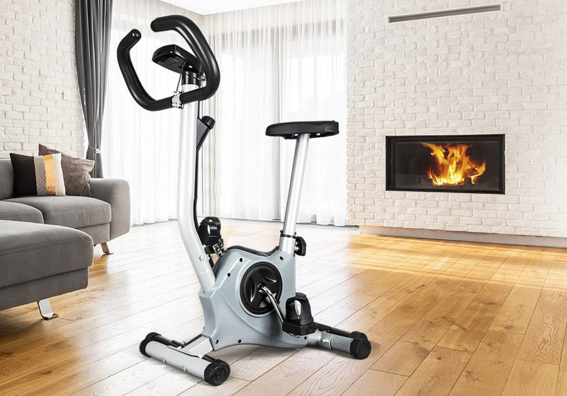 Upright Exercise Bike Spin Bicycle Gray Carousel 1