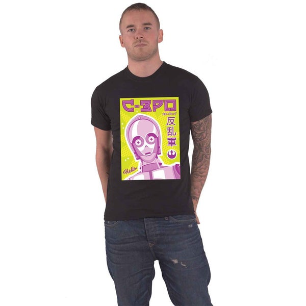 Star Wars C-3PO Japanese Logo T Shirt Carousel 1