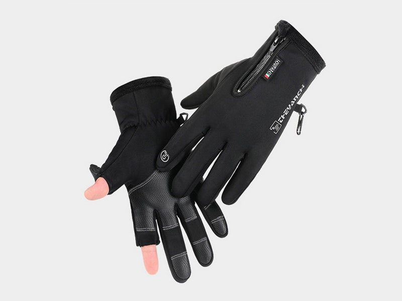Winter Gloves 2 Finger Flip Touchscreen for Cycling Fishing Black L Carousel 5