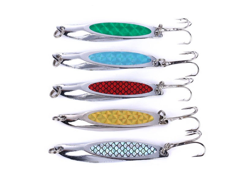 5Pcs Fishing Lure Metal Slugs Slice Spoon Spinner Baits Tackle Carousel 1