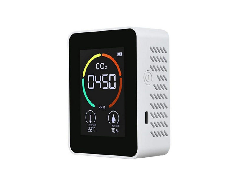 3 in 1 CO2 Detector Meter Temperature Humidity Air Quality Monitor White Carousel 2