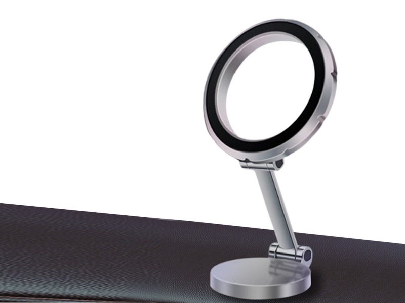 Metal Magnetic Car Phone Holder Folding Magnet Mount Silver Carousel 1