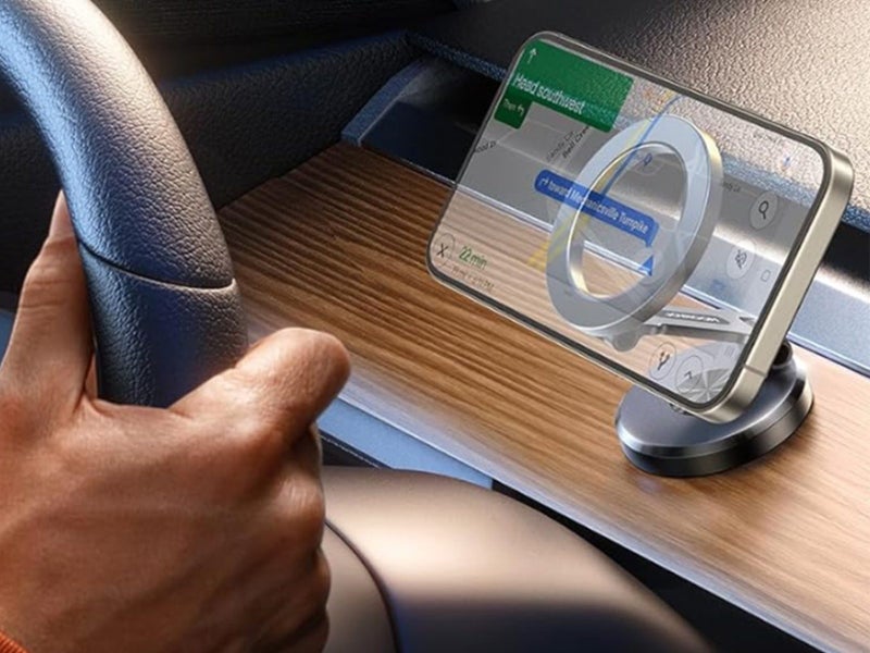Metal Magnetic Car Phone Holder Folding Magnet Mount Silver Carousel 4