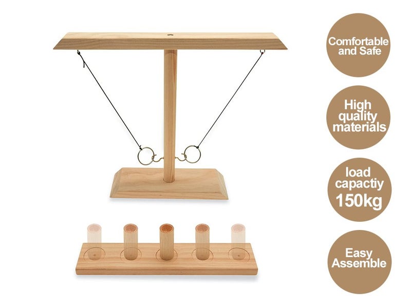 Ring Toss Tabletop Game-Natural Wood Carousel 1