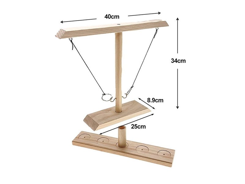 Ring Toss Tabletop Game-Natural Wood Carousel 6