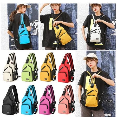 Crossbody Sling Backpacks Sling Bag for Men Women Hiking Daypack with Earphone H Carousel 7