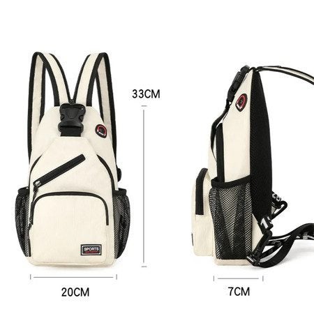 Crossbody Sling Backpacks Sling Bag for Men Women Hiking Daypack with Earphone H Carousel 2