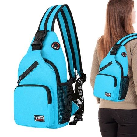 Crossbody Sling Backpacks Sling Bag for Men Women Hiking Daypack with Earphone H Carousel 1