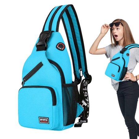 Crossbody Sling Backpacks Sling Bag for Men Women Hiking Daypack with Earphone H Carousel 1