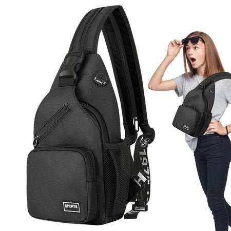 Crossbody Sling Backpacks Sling Bag for Men Women Hiking Daypack with Earphone H Carousel 1