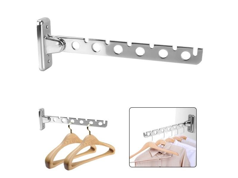 Clothes Drying Rack Home Organizer Wall Mounted 6 Holes Stainless Steel Indoor Carousel 2