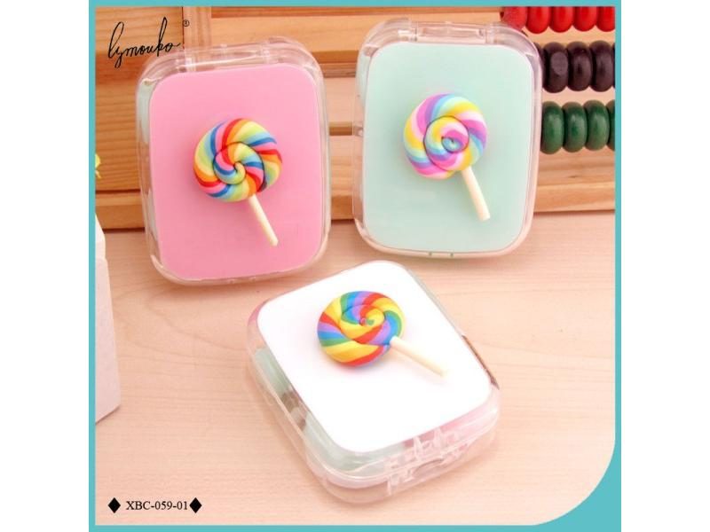 Lymouko Hot Sale Cute Sweet Lollipop Portable With Mirror Contact Lens Box For Carousel 1