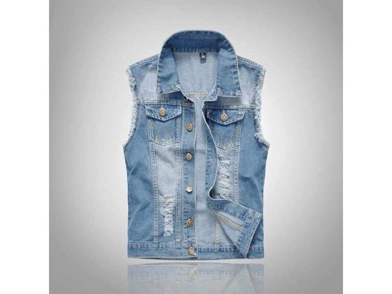Men's Denim Vest Sleeveless Waistcoat Spring Jean Coat 6XL Carousel 2
