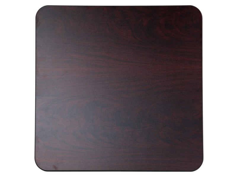 60cm Square Café Table - Double Sided Black / Mahogany Top - Cast Iron Base Carousel 2