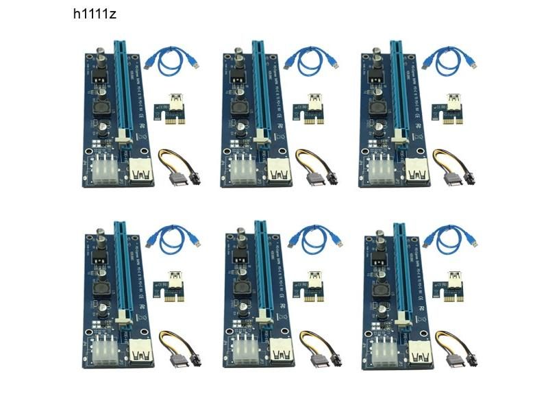 6pcs 006C USB 3.0 PCI-E Express 1X 4x 8x 16x Extender Riser Adapter Card SATA Carousel 1