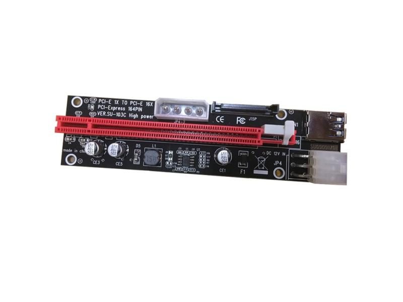 New 60cm PCI-E 1X To PCI-E 16X PCI-Express 164PIN Riser Card Adapter USB 3.0 Carousel 1