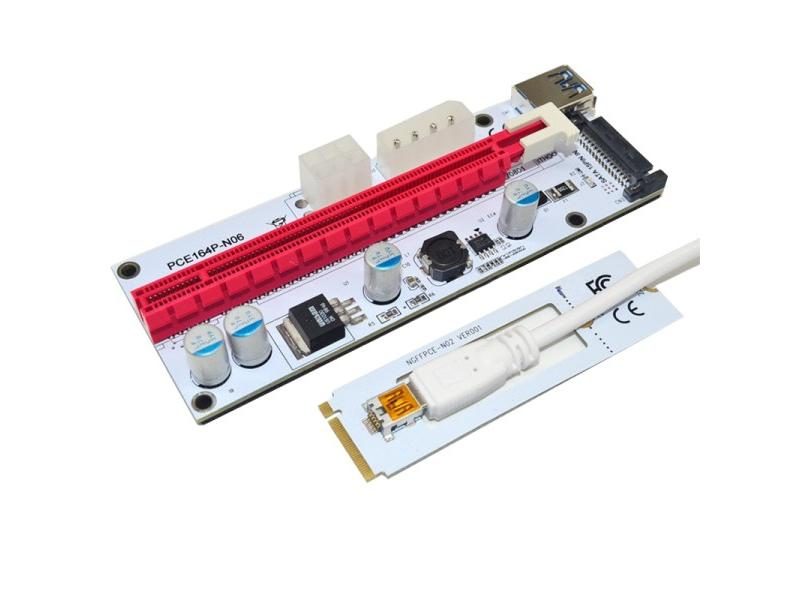 M.2 NGFF To PCI-E X16 Slot Transfer Card With SATA 6pin 4pin Molex Riser For Carousel 1