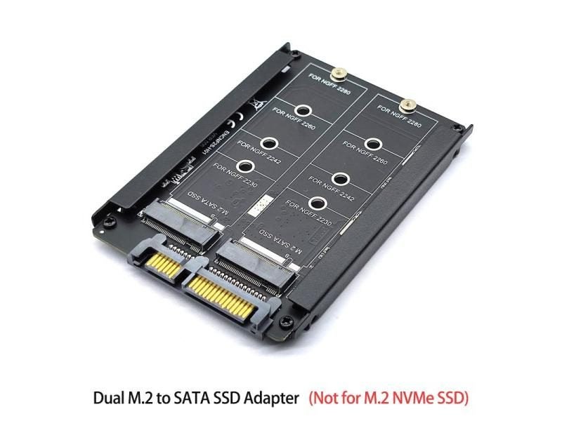 Metal Case Dual B M Key M.2 NGFF SSD To 2.5 SATA 6Gb Adapter Card With Carousel 1