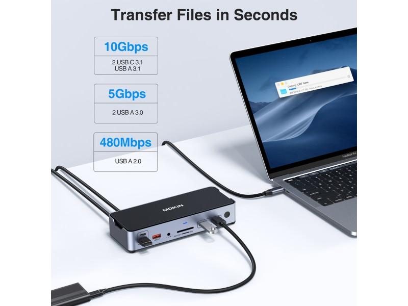 15-in-1 USB C Docking Station For Mac IPad Laptop 8K 30HZ/3 Channels 4K 60HZ Carousel 1