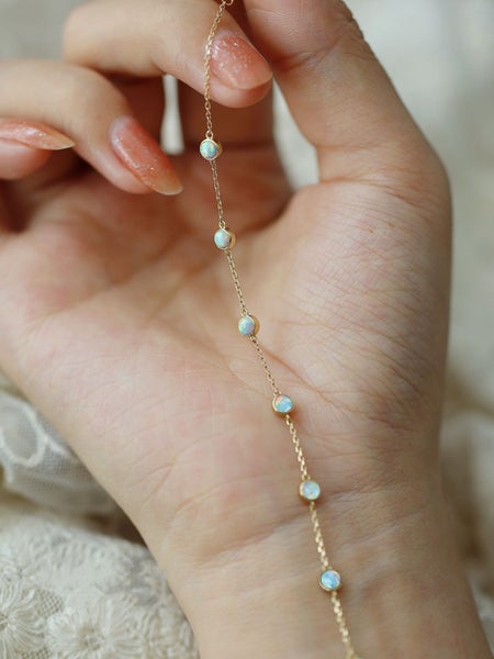 Sterling Silver 925 Real 14kt Gold Plated White Opal Bracelet Carousel 2