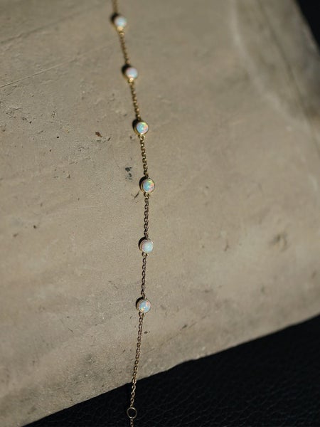 Sterling Silver 925 Real 14kt Gold Plated White Opal Bracelet Carousel 5
