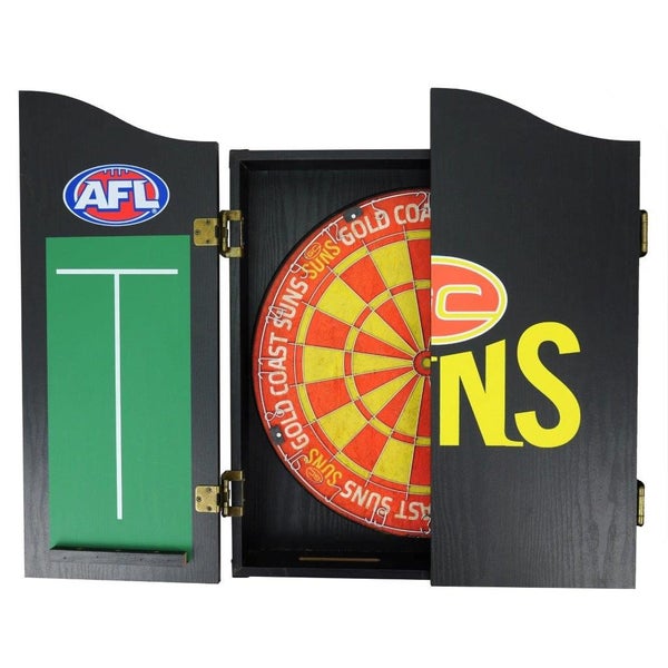 Gold Coast Suns AFL Dart Board and Cabinet Set Carousel 1