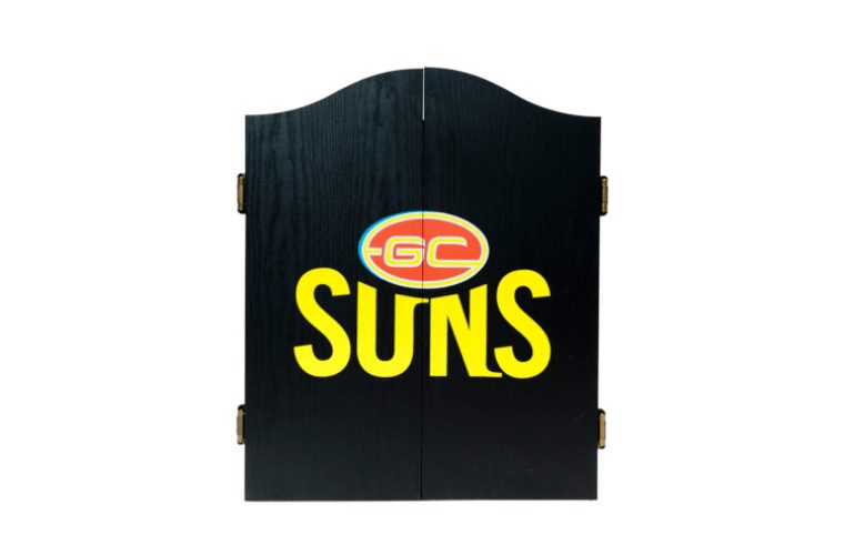 Gold Coast Suns AFL Dart Board and Cabinet Set Carousel 2