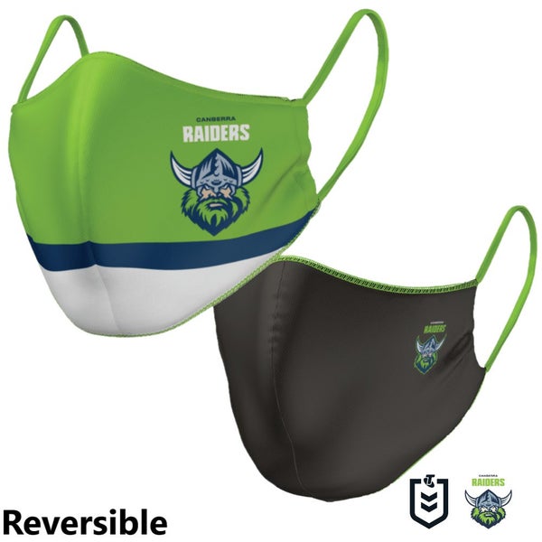 Canberra Raiders NRL Large Adult Reversible Washable Face Mask Carousel 1