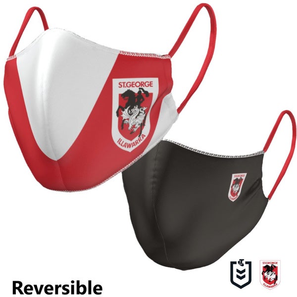 St George Dragons NRL Kids Child Size Reversible Washable Face Mask Carousel 1