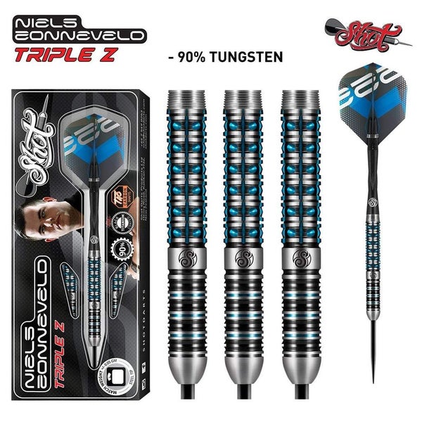 SHOT DARTS NIELS ZONNEVELD Steel Tip Dart Set 90% Tungsten Carousel 3