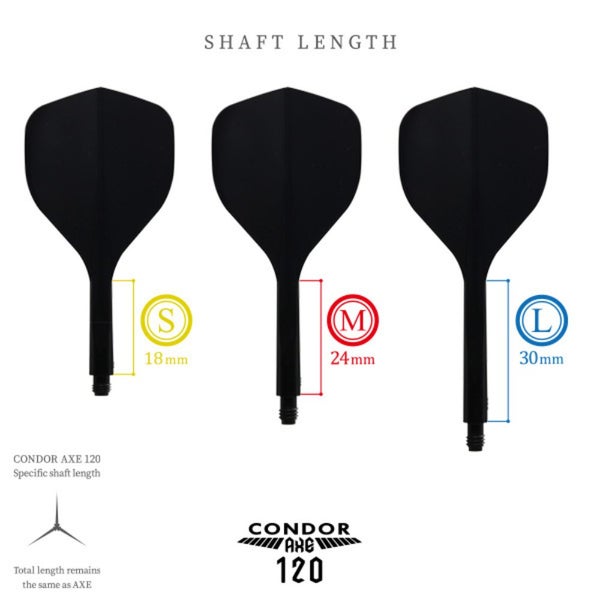 Condor - NEW Condor Axe 120 Trifin Flights & Shafts - Black - Standard Carousel 3