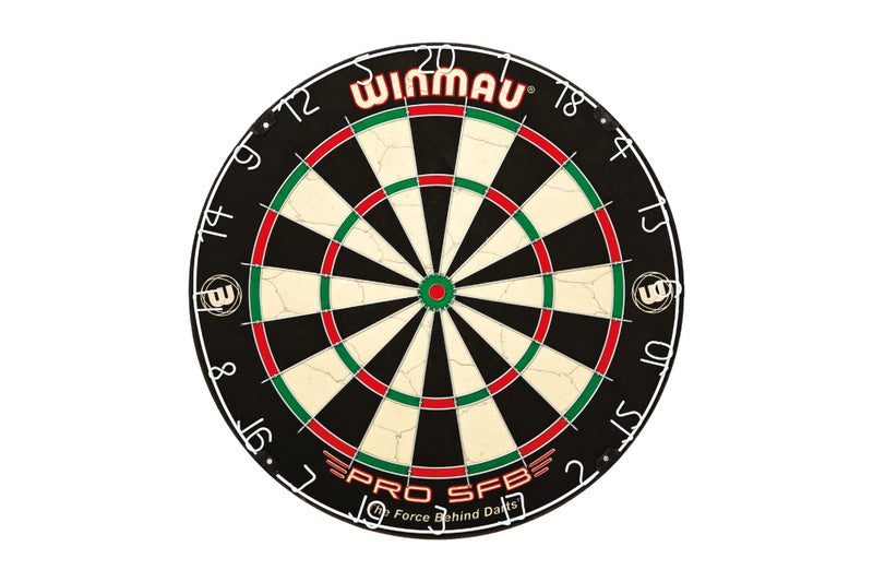 Winmau PRO SFB Dart Board + Welcome to the Man Cave Dartboard Cabinet + Darts Carousel 4
