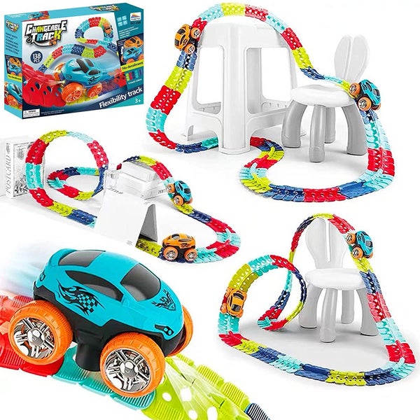 Toy 138piece/sets Changeable Track LED Light Up Race Car Flexible Glow Race Trac Carousel 1