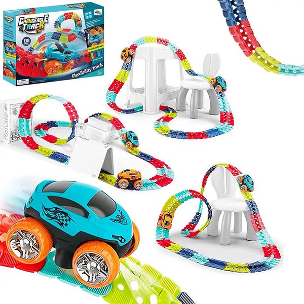 Toy 46piece/set Changeable Track LED Light Up Race Car Flexible Glow Race Track Carousel 10